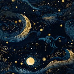 Celestial Starry Night Fantasy Pattern