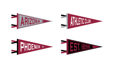 Wall Mural - Arizona, Phoenix Football Pennant Flags Set. Vector Football pendant Icons. University USA Sport flag, isolated