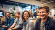 © MVProductions - Candid photo of a diverse team of co-workers brainstorming product design