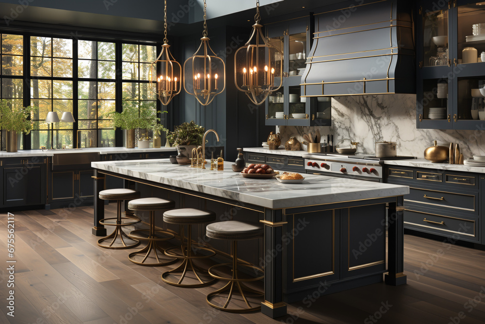 Photorealistic Transitional Kitchen Design: 2023 Interior Trends ...