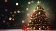 © David - Sparkling Christmas Tree and Shiny Baubles. Festive Banner with Text Space