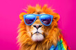 The King of Cool: Lion Rocking Sunglasses and a Colorful Rainbow Scarf