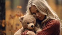 Beautiful Girl With Teddy Bear 