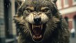Angry wolf portrait 