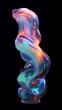 © Moon Project - Abstract 3d sculpture holographic art futuristic design. Statue with liquid metallic texture with on black background.