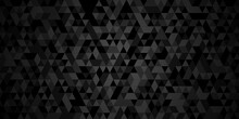 Modern Abstract Seamless Geometric Dark Black Pattern Background With Lines Geometric Print Composed Of Triangles. Black Triangle Tiles Pattern Mosaic Background. Abstract Pattern Gray Polygon Mosaic.