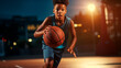 © Tazzi Art - Young basketball player training on court. World basketball day concept