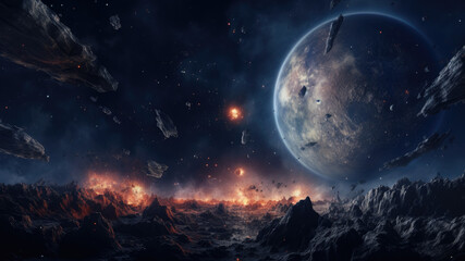 Wall Mural - spiral galaxy, interstellar scenery, galaxies, planets, space, futuristic world, space world, starsc