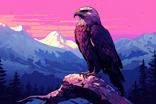 Illustration Of The View Of An Eagle In Winter