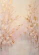 a painting of white birch trees with silver leaves, in the style of light pink and light gold,