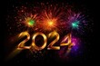 © Phichitpon - Happy New Year 2024 party celebration with fireworks. Generative AI
