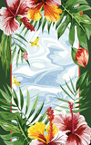 Fototapeta Młodzieżowe - Tropical plants and flowers illustration