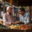 indian vendor selling dried fruit.