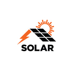 Wall Mural - solar logo with panel concept