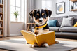 A dog reading a book. Generative AI