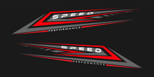Wrap Design For Car Vectors. Sports Red Stripes, Car Stickers. Racing Decals For Tuning