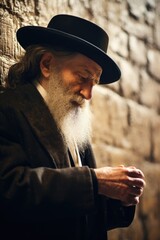 Poster - A man with a long beard wearing a hat. Suitable for various uses