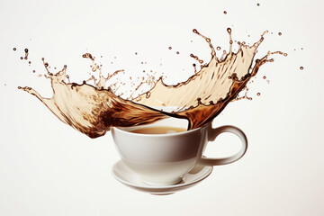 Photo of a steaming cup of java with a mesmerizing liquid splash