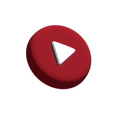 Poster - Play button 3d icon red color