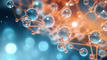 Molecule structure close up render