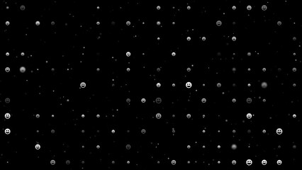 Poster - Template animation of evenly spaced laughter face symbols of different sizes and opacity. Animation of transparency and size. Seamless looped 4k animation on black background with stars