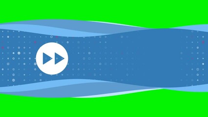 Poster - animation of blue banner waves movement with white fast forward symbol on the left. on the backgroun