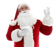 © Pixel-Shot - Santa Claus with tablet computer on white background