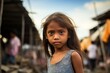Portrait of little asian girl on the street in Thailand.