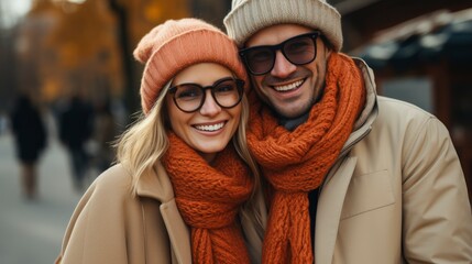 Wall Mural - Stylish Young Couple Posing Winter Outfit, Gradient Color Background, Background Images , Hd Wallpapers