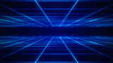Fototapeta  - Abstract sci-fi grid neon retro tunnel background