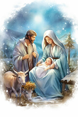 Wall Mural - create a nativity jesus holding a baby in his arms