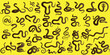 Snakes vector illustration on yellow background, Features various reptiles, including python, rattlesnake, cobra, anaconda, viper, boa constrictor, adder, garter snake, king cobra, black mamba
