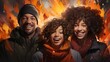 Multi Racial Family Laughs Tickles Snowy, Ultra Bright Colors, Background Images , Hd Wallpapers