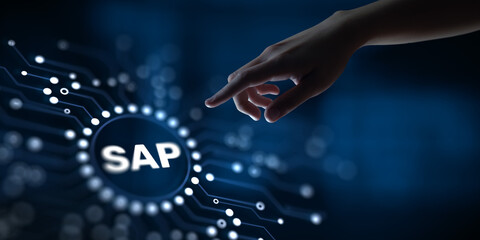 SAP Business process automation software system on virtual screen.