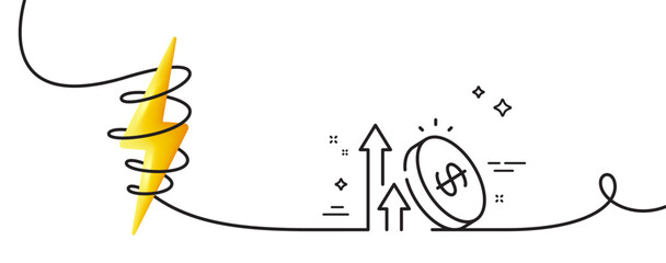 Poster - Excise duty line icon. Continuous one line with curl. Rise price sign. Inflation or Tax rate symbol. Excise duty single outline ribbon. Loop curve with energy. Vector