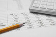 © New Africa - Calculator and pencil on document with data, closeup view