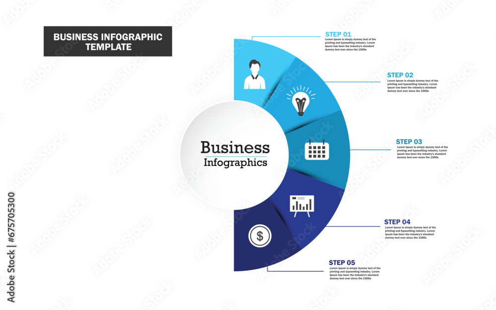 Circle business infographics template with 5 steps Stock Vector | Adobe ...
