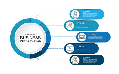 Fototapete - Business infographic. Organization chart with 5 options. Vector template