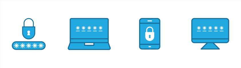 Fototapete - password icon set. security, access icon symbol sign. vector illustration