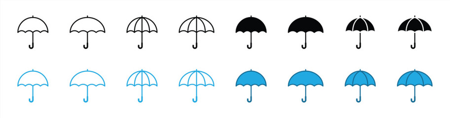 Fototapete - umbrella icon set. parasol icon thin line & colorful icon symbol sign, vector illustration