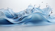 Transparent blue water splashes and wave with drops. Vector liquid splashing fluids with droplets, isolated realistic elements, transparent fresh drink, clear aqua falling or pour with air bubbles -Ai