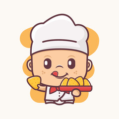 Wall Mural - cute chef cartoon with nachos