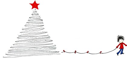 Wall Mural - christmas tree , minimalist background with copy space