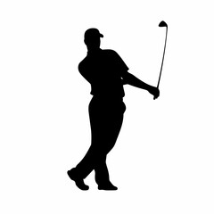 Wall Mural - Golf player black icon on white background. Golf player silhouette