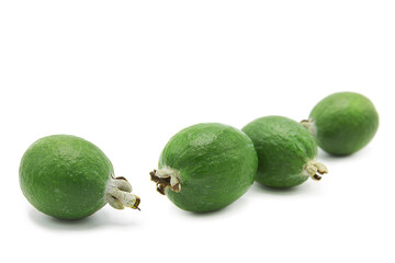 Wall Mural - Fresh ripe feijoa isolated on white background.