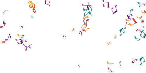 Wall Mural - Musical notes flying vector background. Melody