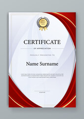 Red and gold vector professional and modern award corporate certificate design template