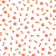 Seamless Pattern With Orange Pet Elements