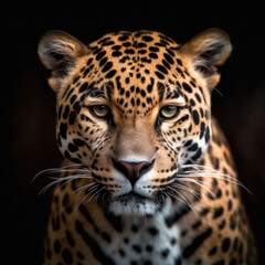 Wall Mural - A Jaguar on dark background.