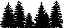 Christmas Tree Silhouette, On A White Background Vector